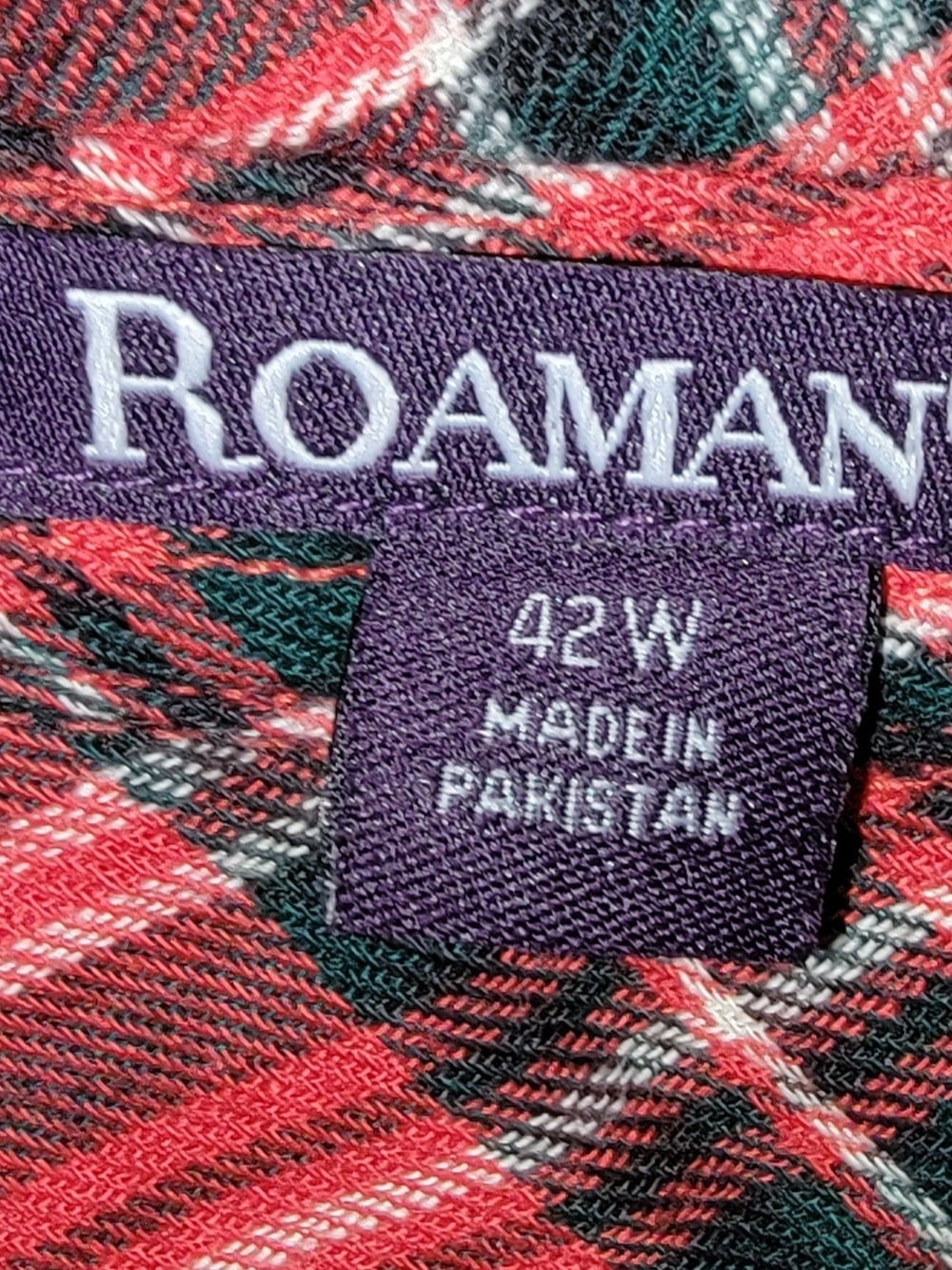Roaman's Red and Black Plaid Button-Down Shirt - Size 42W - Picture 3 of 3